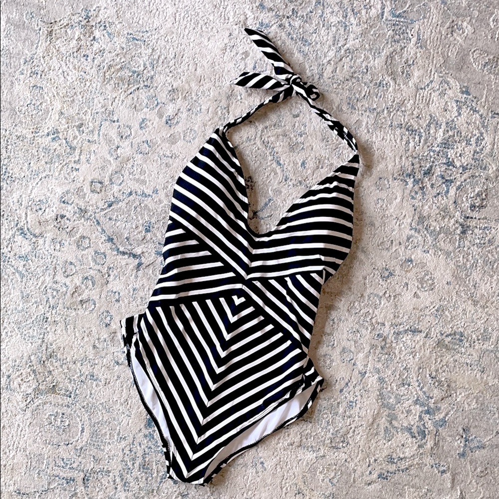 Ralph Lauren Black & White Halter One-Piece